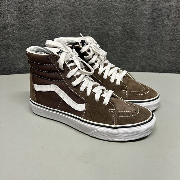 Vans Sk8-Hi Womens 7.5 Shoes Brown Suede Skateboard Lace Up Old Skool Skate NICE - Picture 1 of 6
